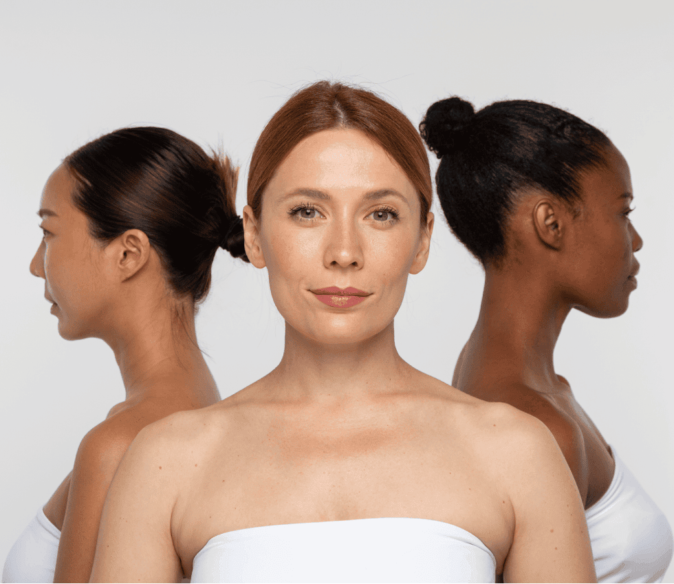 Diverse women facing different directions