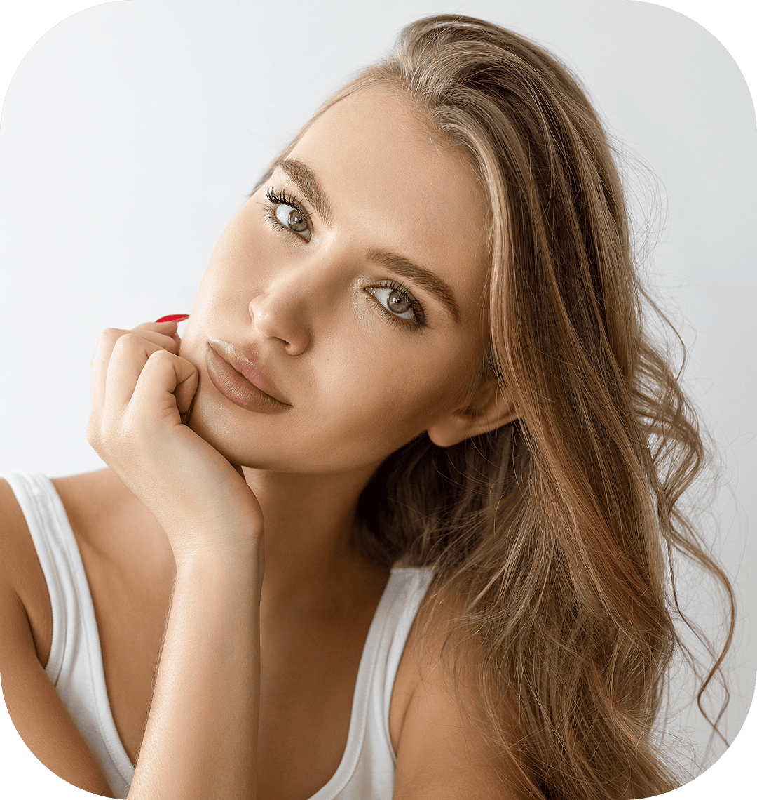 Portrait of young woman with long hair
