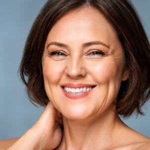 Cheerful woman with a bright, engaging smile.