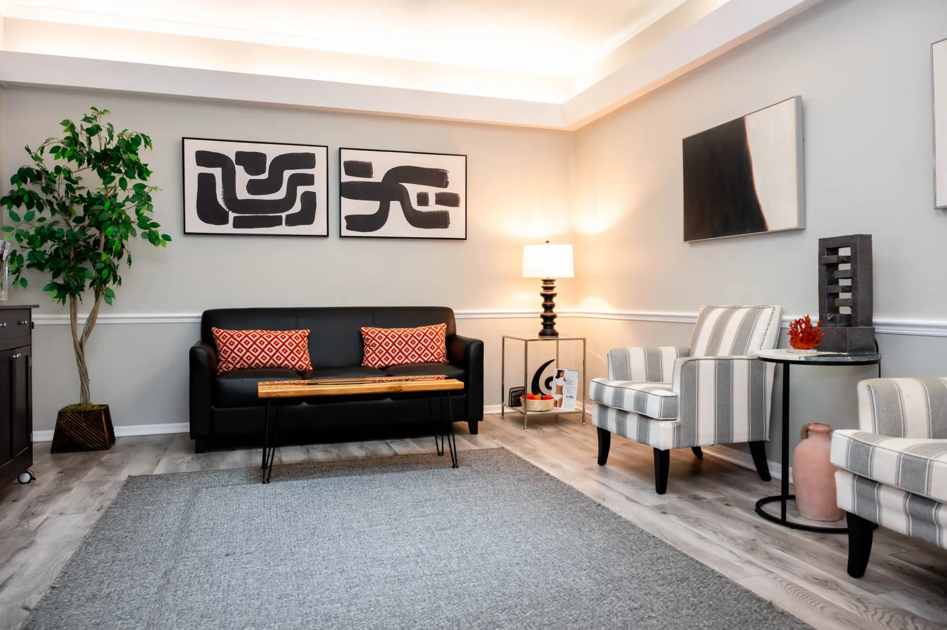Modern living room with stylish furniture